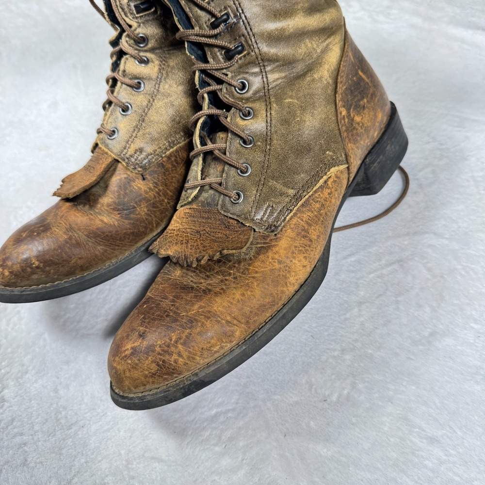 Ariat Heritage Lacer Western Boots Men's US 9D Brown Distressed Leather Workwear - Picture 9 of 10